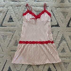 Frankie's Bikinis Red and White Polka Dot Mini Dress
